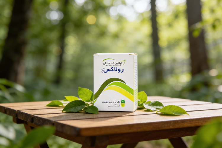 قرص رولاکس برای لاغری و سلامت گوارش روی میز چوبی